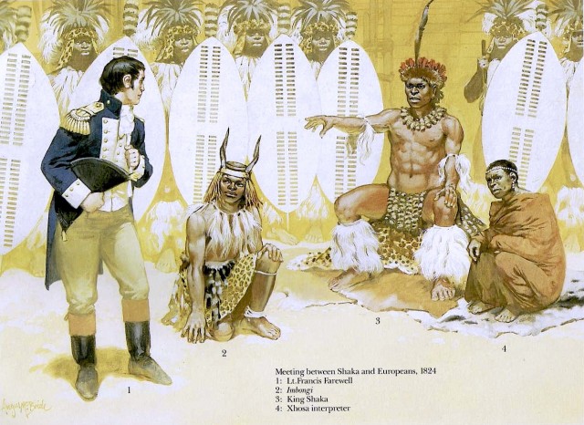 Meeting between Shaka and Europeans, 1824, by Angus McBride